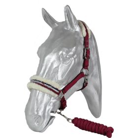   Halter+rope Kentaur with synthetic sheepskin cob burgundy/navy