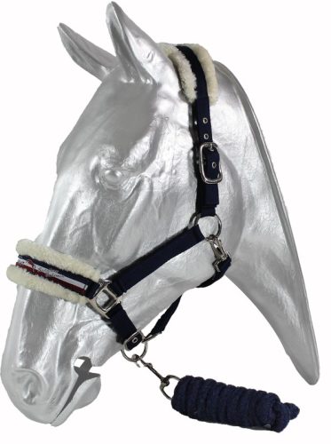Halter+rope Kentaur with synthetic sheepskin cob burgundy/navy