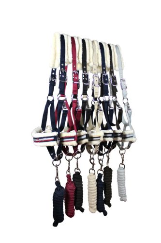 Halter+rope Kentaur with synthetic sheepskin cob navy/burgundy