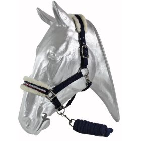   Halter+rope Kentaur with synthetic sheepskin full navy/burgundy