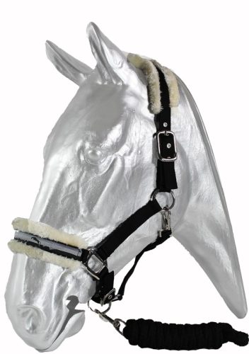 Halter+rope Kentaur with synthetic sheepskin cob black/grey