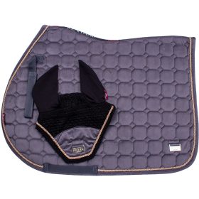 Saddle pad+ear net Kentaur full grey