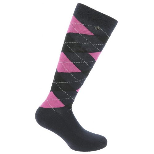 Socks Argyle ET 35-38 navy/neon pink