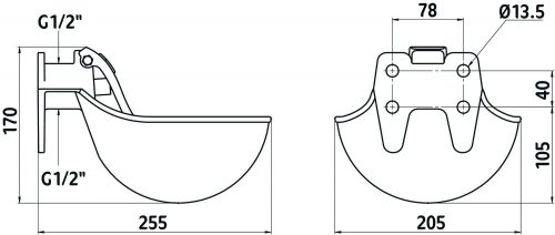 Water bowl cast iron black